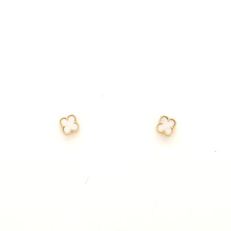 Van Cleef & Arpels Sweet Alhambra Stud Earrings 18K Yellow Gold and Mother of Pearl