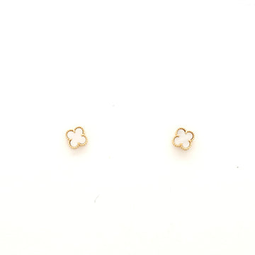 Van Cleef & Arpels Sweet Alhambra Stud Earrings 18K Yellow Gold and Mother of Pearl