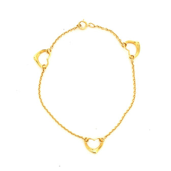 Tiffany & Co. Elsa Peretti Open Heart 5 Charm Bracelet 18K Yellow Gold