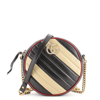 Gucci GG Marmont Round Shoulder Bag Diagonal Quilted Leather Mini