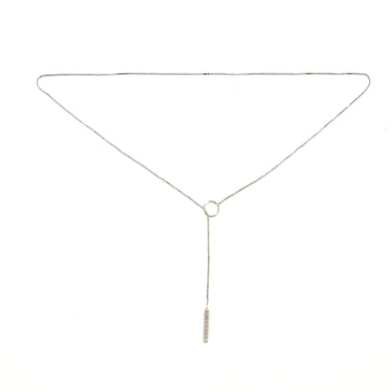 Gucci Logo Lariat Necklace 18K White Gold