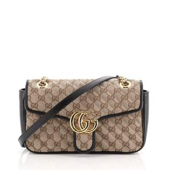 Gucci GG Marmont Flap Bag Diagonal Quilted GG Canvas Small