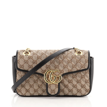 Gucci GG Marmont Flap Bag Diagonal Quilted GG Canvas Small