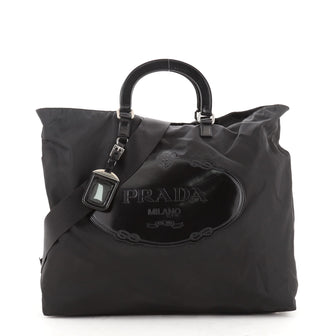 Prada Convertible Carryall Bag Nylon with Leather Large
