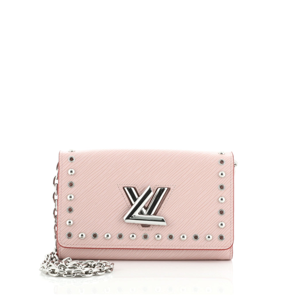 Louis Vuitton EPI Leather Twist Studded Wallet on Chain PM Pink