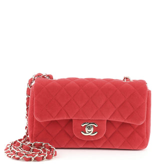 Chanel Classic Single Flap Bag Quilted Velvet Mini