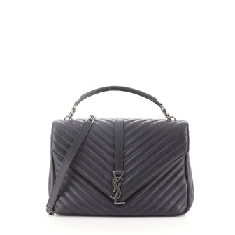 Saint Laurent Classic Monogram College Bag Matelasse Chevron Leather Large