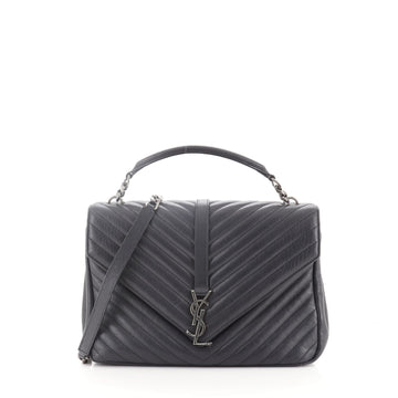 Saint Laurent Classic Monogram College Bag Matelasse Chevron Leather Large