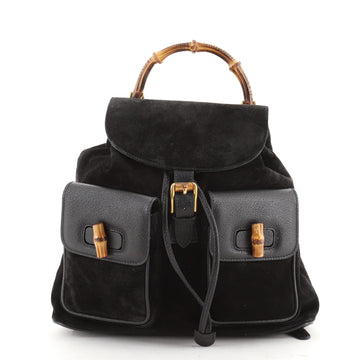 Gucci Vintage Bamboo Backpack Suede Medium