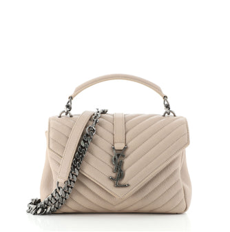 Saint Laurent Classic Monogram College Bag Matelasse Chevron Leather Medium