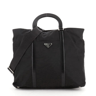 Prada Convertible Belted Shopping Tote Tessuto with Leather Medium