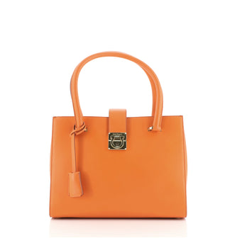 Salvatore Ferragamo Gancio Lock Tote Leather Small