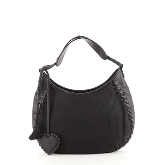 Christian Dior Ethnic Hobo Diorissimo Canvas and Leather Medium
