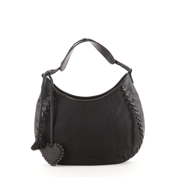 Christian Dior Ethnic Hobo Diorissimo Canvas and Leather Medium