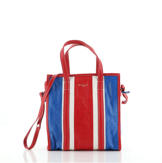 Balenciaga Bazar Convertible Tote Striped Leather Small