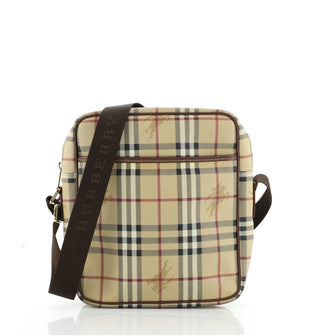Burberry Zip Messenger Bag Haymarket Coated Canvas Small