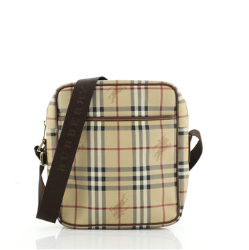 Burberry Zip Messenger Bag Haymarket Coated Canvas Small