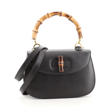 Gucci Vintage Convertible Bamboo Top Handle Bag Leather Medium