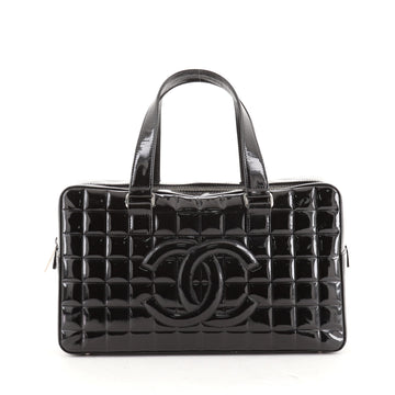 Chanel Chocolate Bar CC Bowler Bag Quilted Patent Large