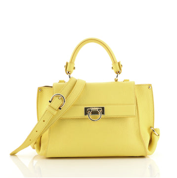 Salvatore Ferragamo Sofia Satchel Pebbled Leather Small