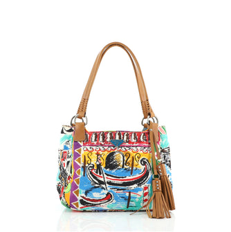 Prada Venice Tote Printed Nylon with Leather Small