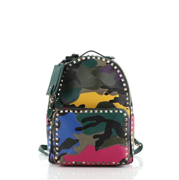 Valentino Garavani Rockstud Backpack Camo Leather and Canvas  display picture 2