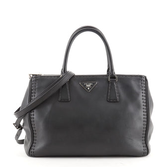 Prada Galleria Double Zip Tote Stitched City Calf Medium