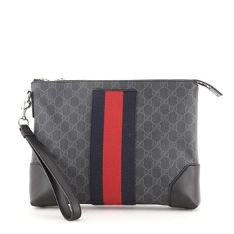 Gucci Web Wristlet Clutch GG Coated Canvas Medium
