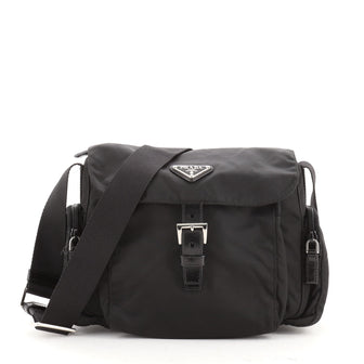 Prada Side Pocket Flap Messenger Bag Tessuto Small