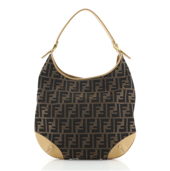 Fendi Vintage Shoulder Bag Zucca Canvas with Leather Medium