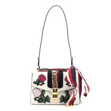 Gucci Sylvie Shoulder Bag Embroidered Leather Small