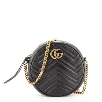 Gucci GG Marmont Round Shoulder Bag Matelasse Leather Mini