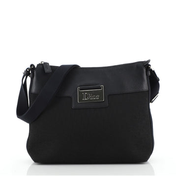 Christian Dior Vintage Zip Messenger Bag Diorissimo Canvas and Leather Medium