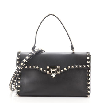 Valentino Rockstud Flip Lock Top Handle Bag Leather Small