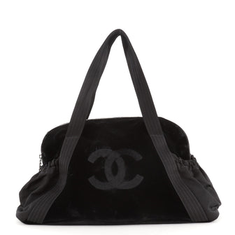 Chanel Vintage Side Pocket Bowler Velvet Large None