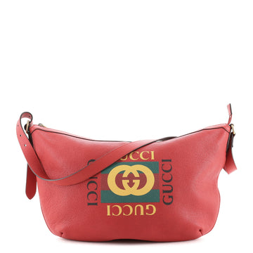 Gucci Logo Half-Moon Hobo Printed Leather