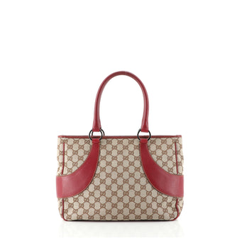 Gucci Vintage Zip Tote GG Canvas with Leather Medium