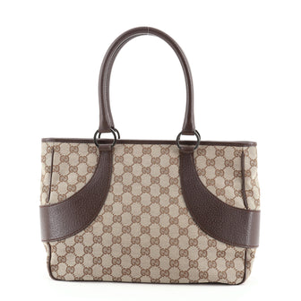 Gucci Vintage Zip Tote GG Canvas with Leather Medium