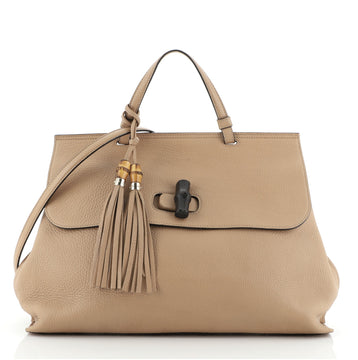 Gucci Bamboo Daily Top Handle Bag Leather Large