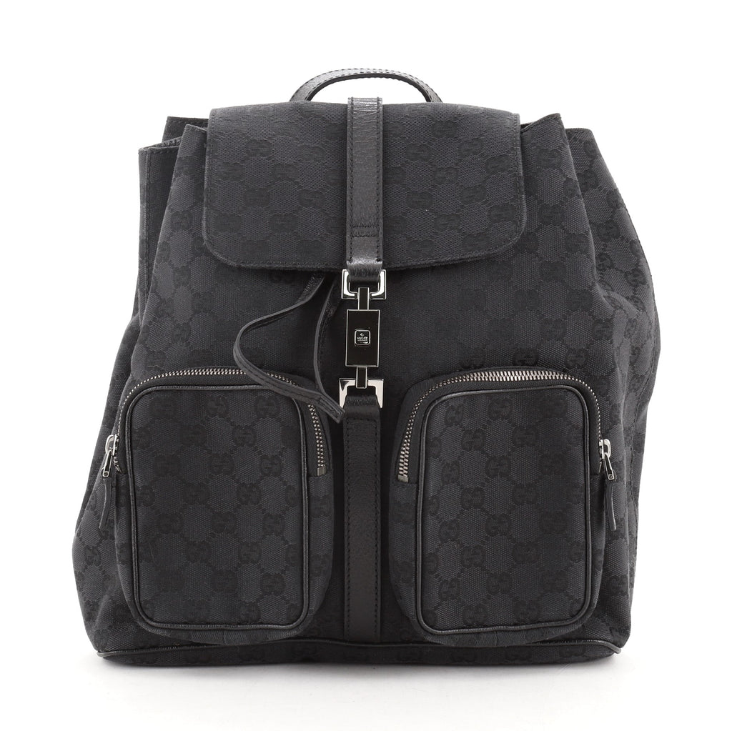 Gucci Vintage Jackie Backpack GG Canvas Medium Black 63764236 display picture 2