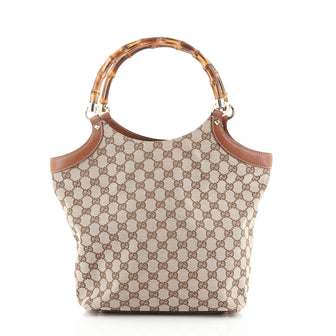 Gucci Vintage Bamboo Handle Tote GG Canvas Medium