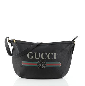 Gucci Logo Half-Moon Hobo Printed Leather