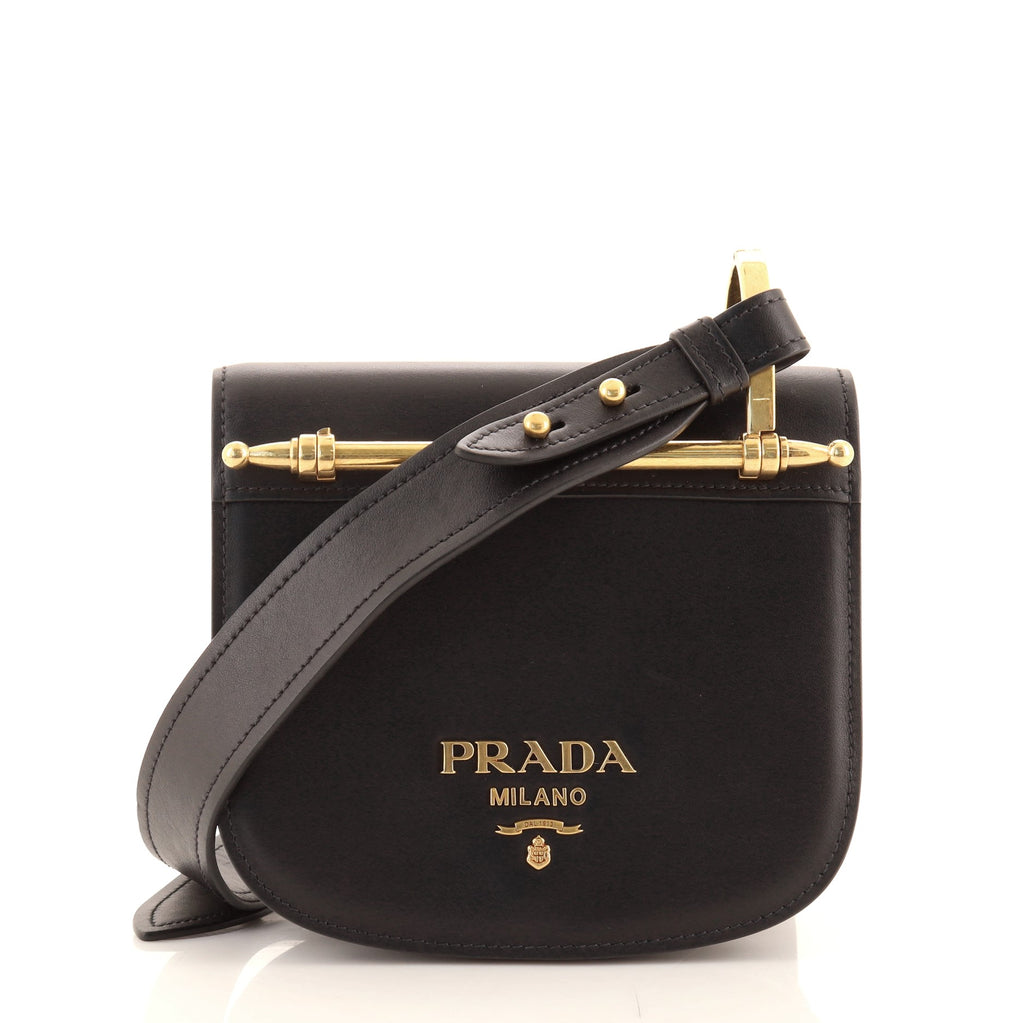 Prada Pionniere Saddle Crossbody Bag City Calfskin Small Black