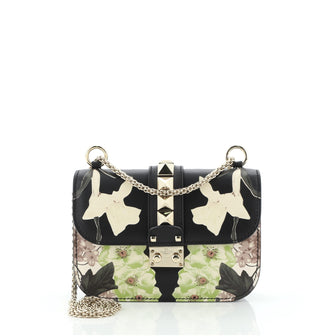 Valentino Kimono 1997 Glam Lock Shoulder Bag Printed Leather Small
