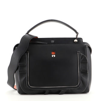 Fendi DotCom Convertible Satchel Ruffled Leather Medium