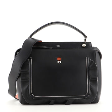 Fendi DotCom Convertible Satchel Ruffled Leather Medium