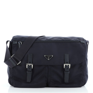 Prada Zip Buckle Messenger Bag Tessuto Large