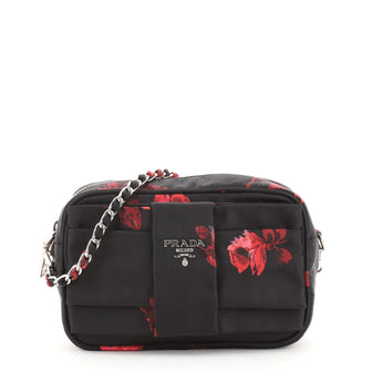 Prada Bow Camera Crossbody Bag Printed Tessuto Small