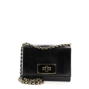 Fendi Claudia Shoulder Bag Pequin Embossed Vernice Leather Small