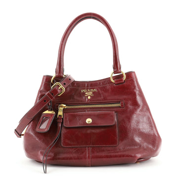 Prada Front Pocket Convertible Tote Vitello Shine Large